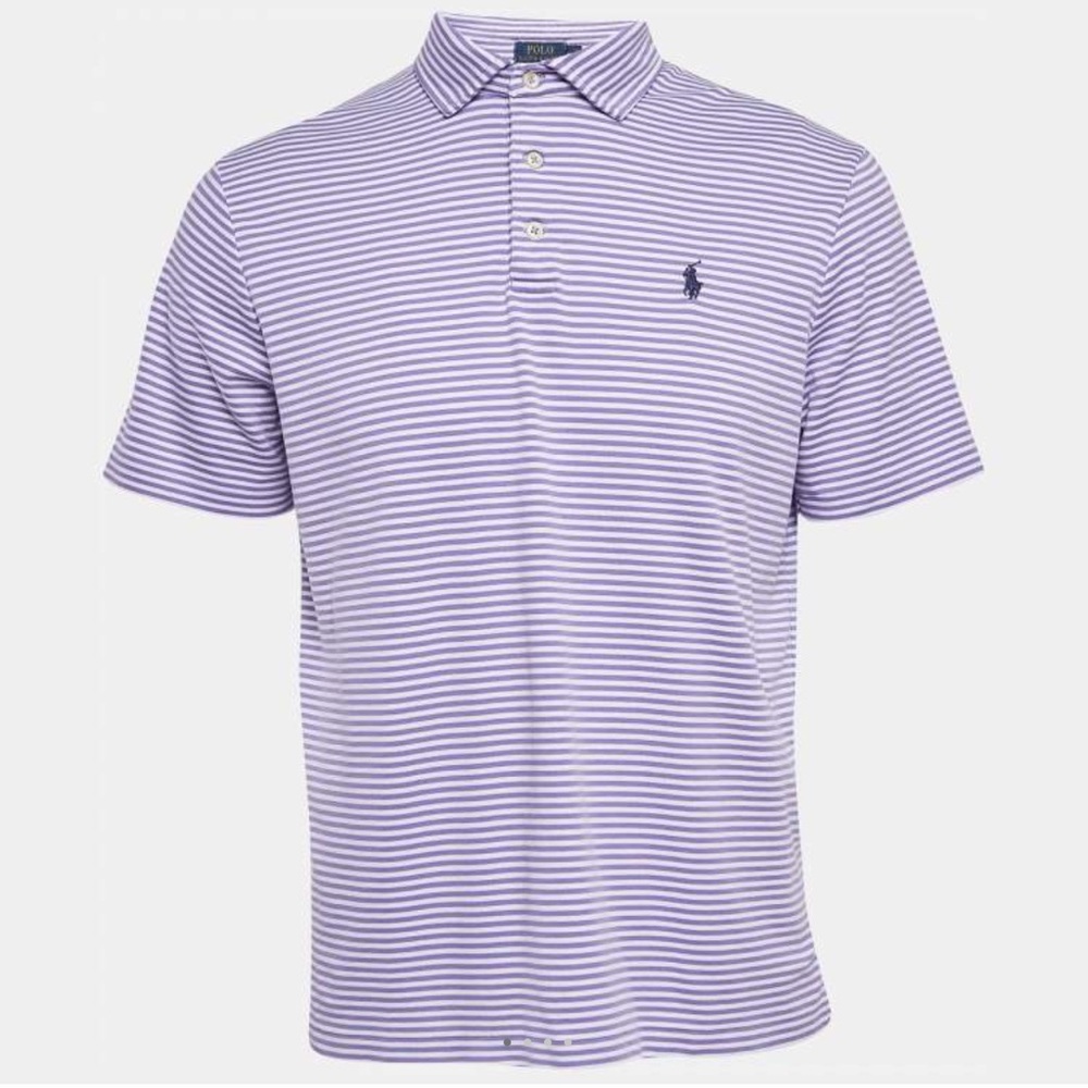Polo Ralph Lauren Purple Striped Cotton Polo Classic Fit SZ L